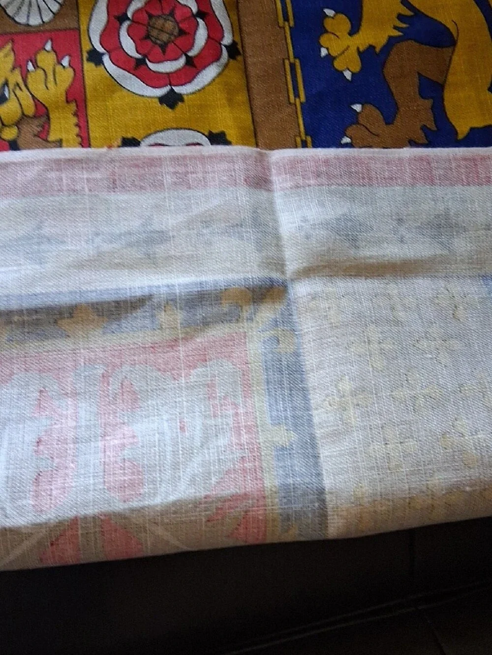 Irish Linen Tea Towel in Red, Blue & Gold